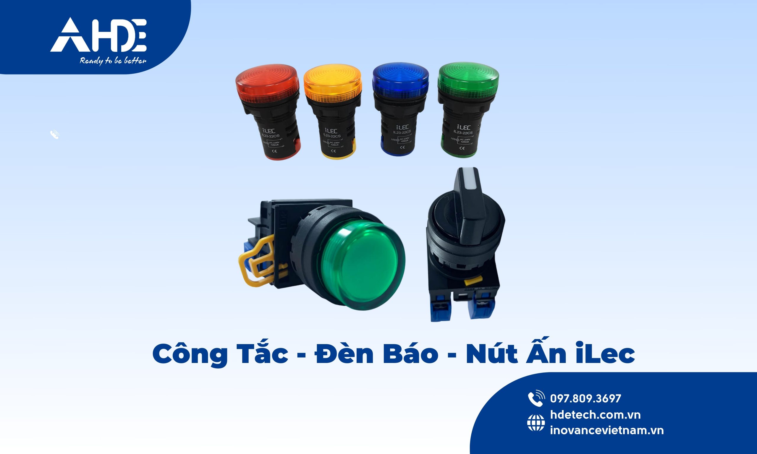 Công tắc đèn báo nút ấn iLec
