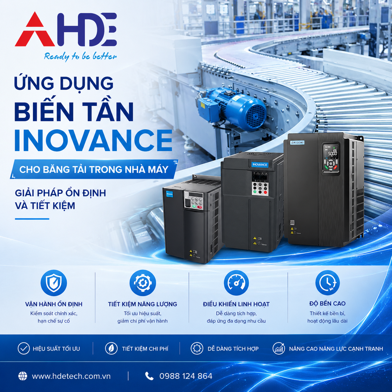 Ứng dụng biến tần Inovance cho băng tải