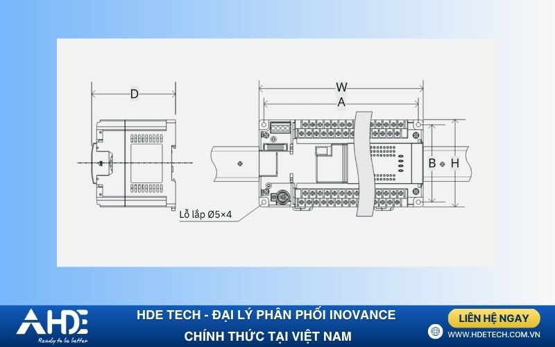 Kích thước lắp đặt PLC Inovance H2U-1010MT-XP
