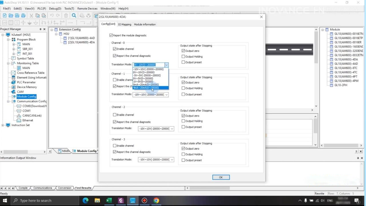 Thiết lập thông số kênh