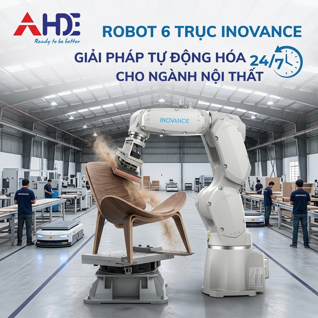 Ứng dụng robot 6 trục Inovance tối ưu vận hành 24/7 trong ngành nội thất