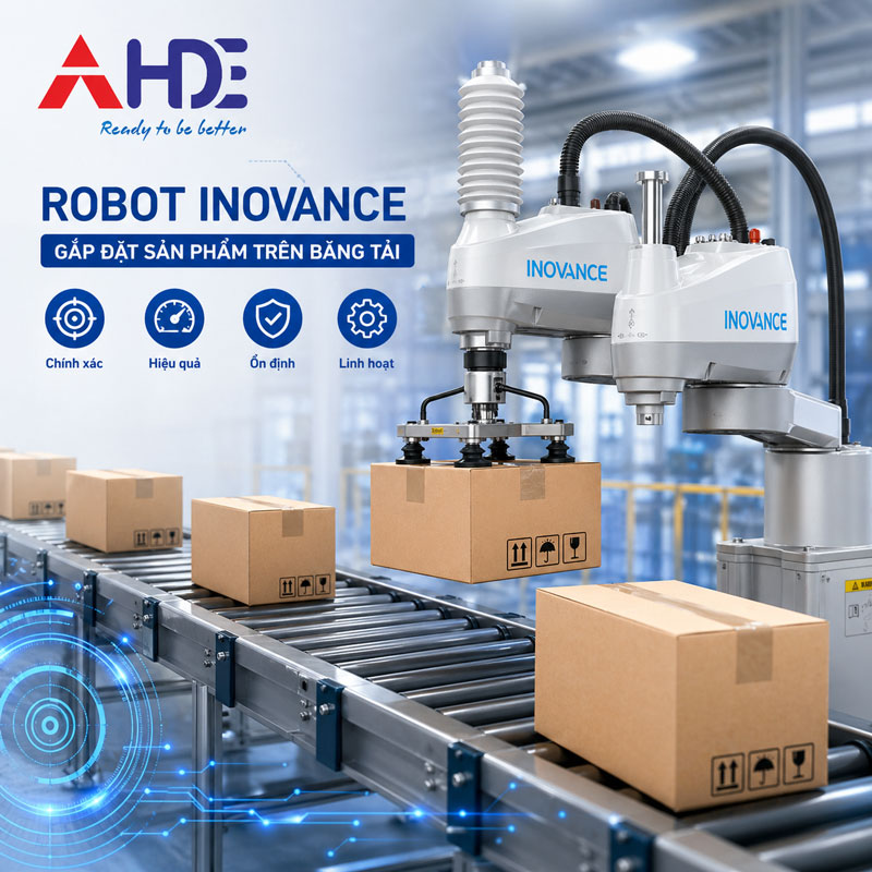 Ứng dụng robot Inovance gắp đặt sản phẩm trên băng tải cho nhà máy
