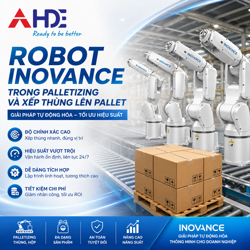 Robot Inovance trong palletizing và xếp thùng lên pallet