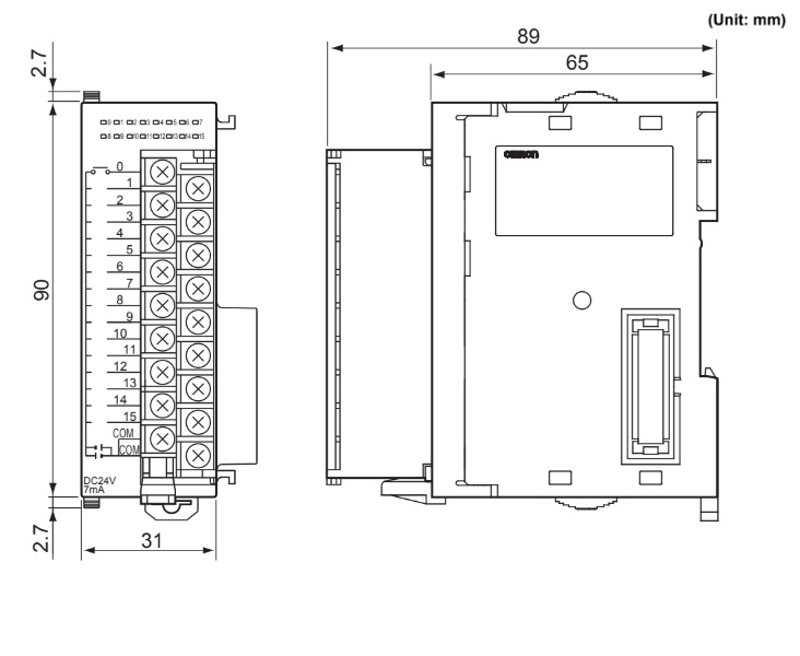 Kích thước Module ngõ ra Omron CJ1W-OC211