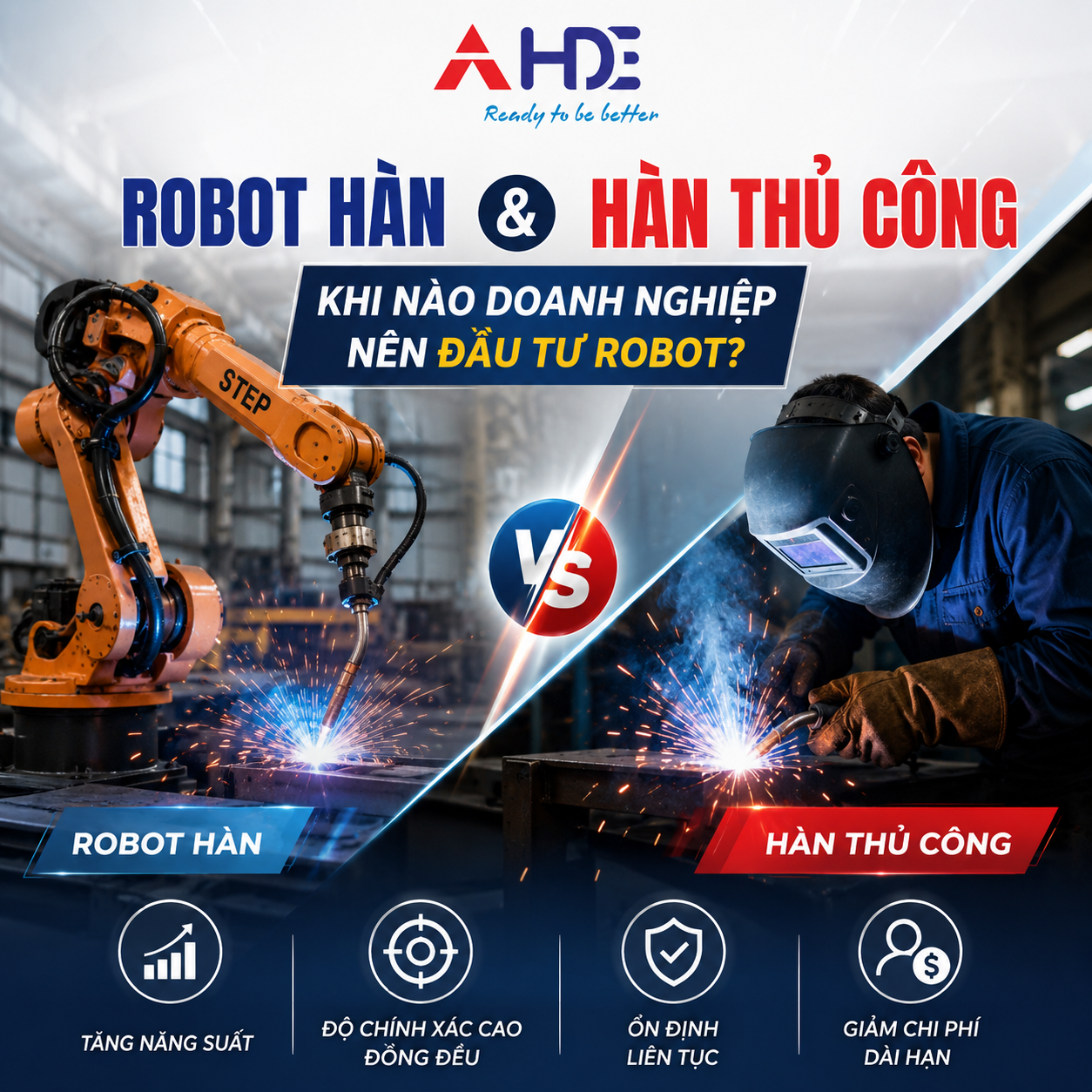 Robot hàn và hàn thủ công: Khi nào doanh nghiệp nên đầu tư robot?